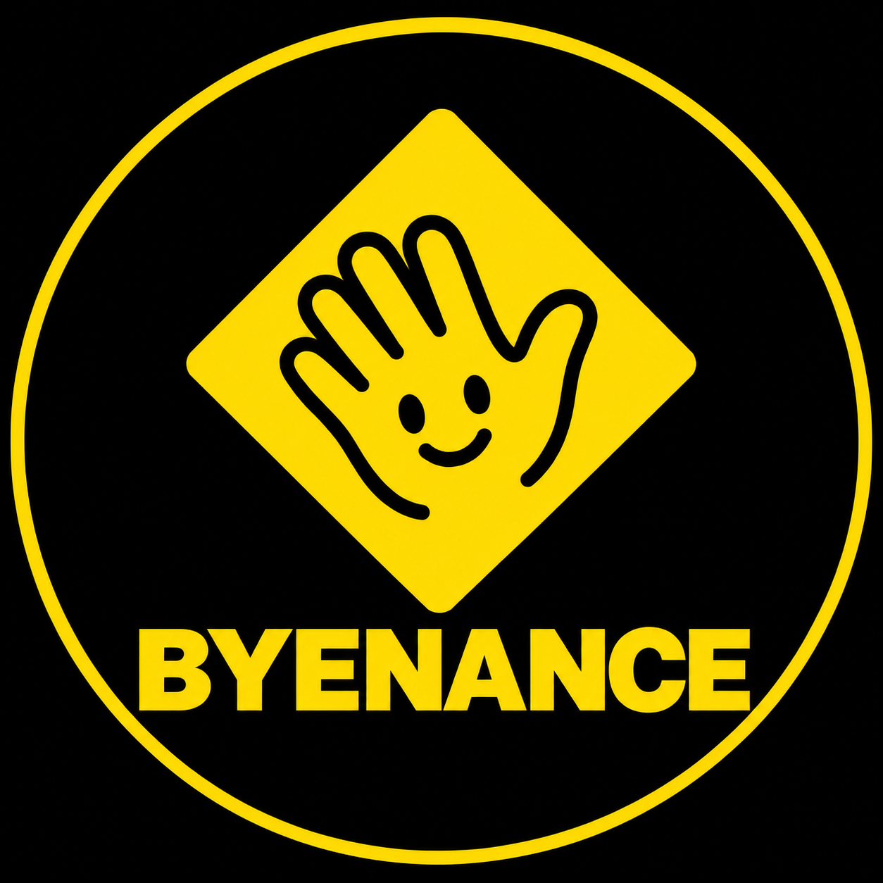 Yellow BYENANCE the community badge on black