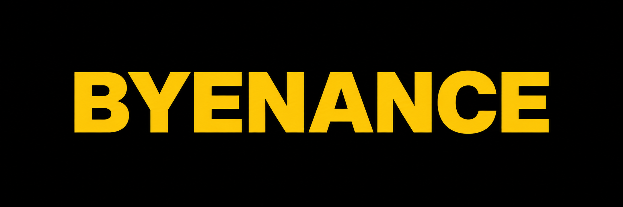Yellow BYENANCE the wordmark on black